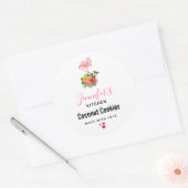Roze Flamingo & Tropische Hibiscus Fancy Keuken Ronde Sticker (Envelop)
