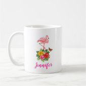 Roze flamingo & Tropische Hibiscus Fancy Koffiemok (Links)