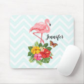 Roze flamingo & Tropische Hibiscus Fancy Muismat (Met muis)