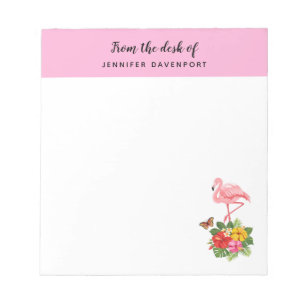 Roze flamingo & Tropische Hibiscus Fancy Notitieblok
