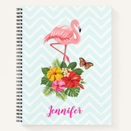 Roze flamingo & Tropische Hibiscus Fancy Notitieboek