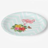 Roze flamingo & Tropische Hibiscus Fancy Papieren Bordje (Gekanteld)
