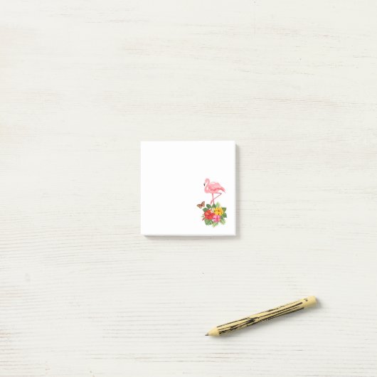 Roze flamingo & Tropische Hibiscus Fancy Post-it® Notes (Op bureau)