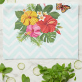 Roze flamingo & Tropische Hibiscus Fancy Theedoek (Gevouwen)