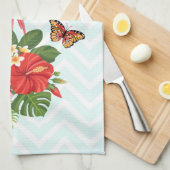 Roze flamingo & Tropische Hibiscus Fancy Theedoek (Quarter Fold)