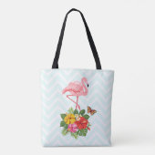 Roze flamingo & Tropische Hibiscus Fancy Tote Bag (Achterkant)