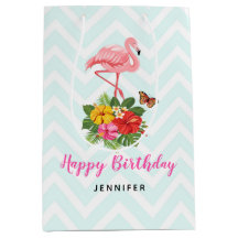 Roze Flamingo & Tropische Hibiscus Fancy Verjaarda