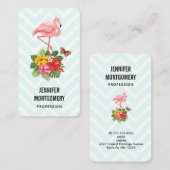 Roze flamingo & Tropische Hibiscus Fancy Visitekaartje (Voorkant / Achterkant)