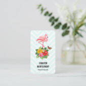 Roze flamingo & Tropische Hibiscus Fancy Visitekaartje (Staand voorkant)