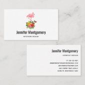 Roze flamingo & Tropische Hibiscus Fancy Visitekaartje (Voorkant / Achterkant)