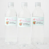 Roze flamingo & Tropische Hibiscus Fancy Waterfles Etiket (Flessen)
