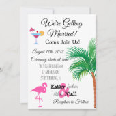 Roze Flamingo Tropische Huwelijksuitnodiging Kaart (Voorkant)