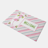 Roze Flamingo Tropische Kerst Welkom Deurmat (Schuin)