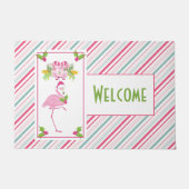 Roze Flamingo Tropische Kerst Welkom Deurmat (Voorkant)
