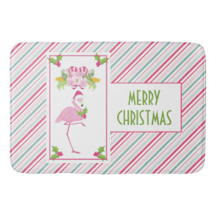 Roze Flamingo Tropische Kerstmis Badmat
