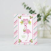 Roze Flamingo Tropische Kerstmis Dank u Briefkaart (Staand voorkant)