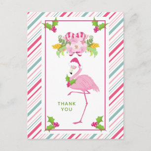 Roze Flamingo Tropische Kerstmis Dank u Briefkaart