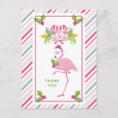 Roze Flamingo Tropische Kerstmis Dank u Briefkaart (Voorkant)