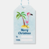 Roze Flamingo Tropische Kerstmis Whimsical Cadeaulabel (Voorkant)