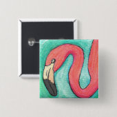 Roze Flamingo - tropische knop Vierkante Button 5,1 Cm (Voorkant /achterkant)