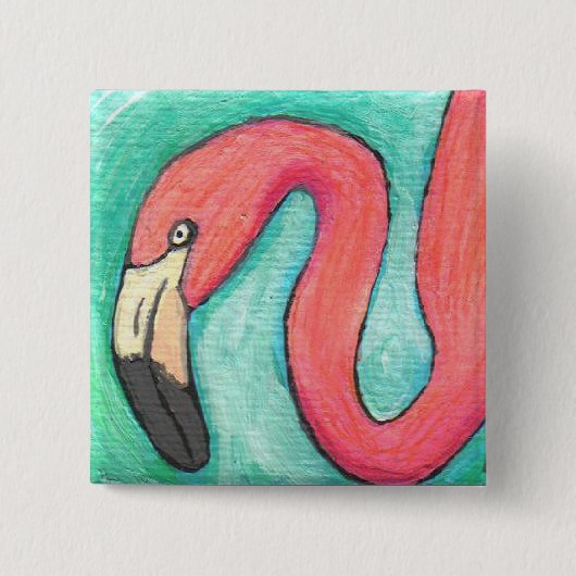 Roze Flamingo - tropische knop Vierkante Button 5,1 Cm (Voorkant)