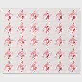 Roze Flamingo Tropische kust Strand Kerstmis Cadeaupapier (Vlak)