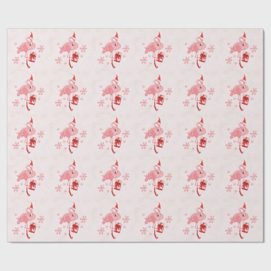 Roze Flamingo Tropische kust Strand Kerstmis Cadeaupapier (Vlak)