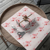 Roze Flamingo Tropische kust Strand Kerstmis Cadeaupapier