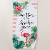 Roze Flamingo Tropische Moeder van de Bruid Custom Strandlaken (Voorkant)