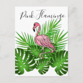 Roze flamingo, tropische oerwouden bladeren briefkaart (Voorkant)
