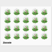 Roze flamingo, tropische oerwouden bladeren ronde sticker (Vel)