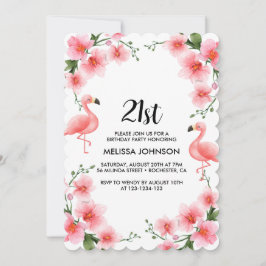 Roze Flamingo Tropische Orchidee 21e verjaardag Kaart