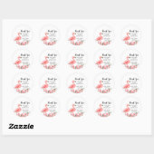 Roze Flamingo Tropische Orchidee Verjaardag Dank u Ronde Sticker (Vel)