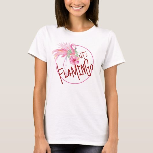 Roze Flamingo Tropische Partij T Shirt (Voorkant)
