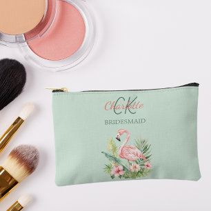 Roze flamingo tropische salie groen bruidsmeisje etui
