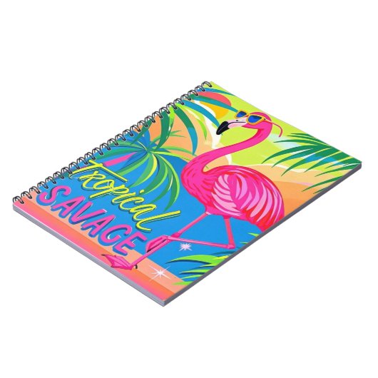 Roze flamingo Tropische staande op één been Notitieboek (Linkerzijde)