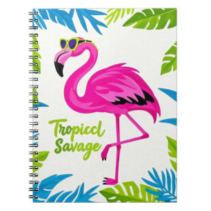 Roze flamingo Tropische staande op één been Notitieboek