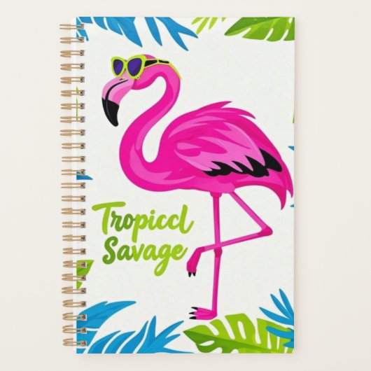 Roze flamingo Tropische staande op één been Planner (Voorkant)