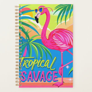 Roze flamingo Tropische staande op één been Planner
