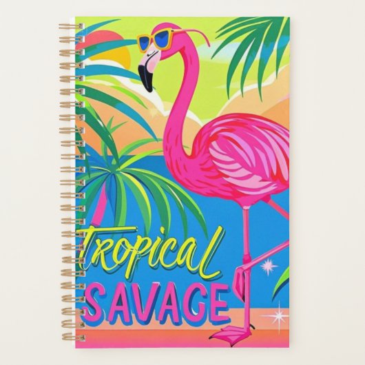 Roze flamingo Tropische staande op één been Planner (Voorkant)