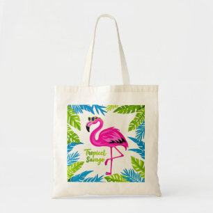 Roze flamingo Tropische staande op één been Tote Bag