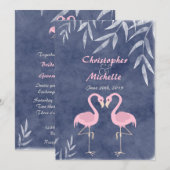 Roze Flamingo Tropische Strand Huwelijksuitnodigin Kaart (Voorkant / Achterkant)