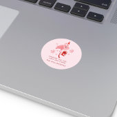 Roze Flamingo Tropische Strand Kerst Waterverf Ronde Sticker
