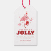 Roze Flamingo Tropische Strand Kerstmis Cadeaulabel (Voorkant)