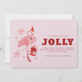 Roze Flamingo Tropische Strand Kerstmis Feestdagenkaart (Voorkant)