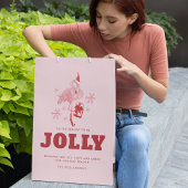 Roze Flamingo Tropische Strand Kerstmis Medium Cadeauzakje