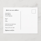 Roze Flamingo Tropische Strand Scène Nieuw adres Aankondigingskaart (Achterkant)