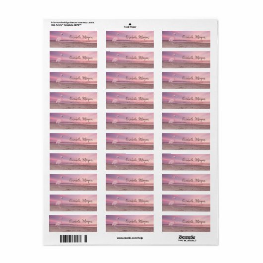 Roze Flamingo Tropische Strand Zonsondergang Etiket (Full Sheet)