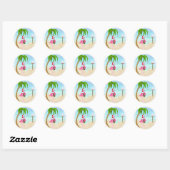 Roze Flamingo Tropische Vakantie Ronde Sticker (Vel)