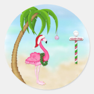 Roze Flamingo Tropische Vakantie Ronde Sticker